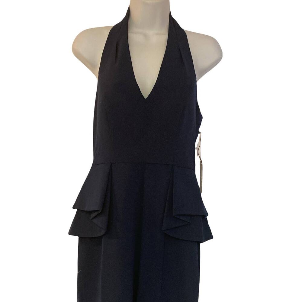 Vince Camuto Peplum Fluted Halter Gown Navy Formal Maxi Prom MOB Black Tie Dress - Picture 7 of 11